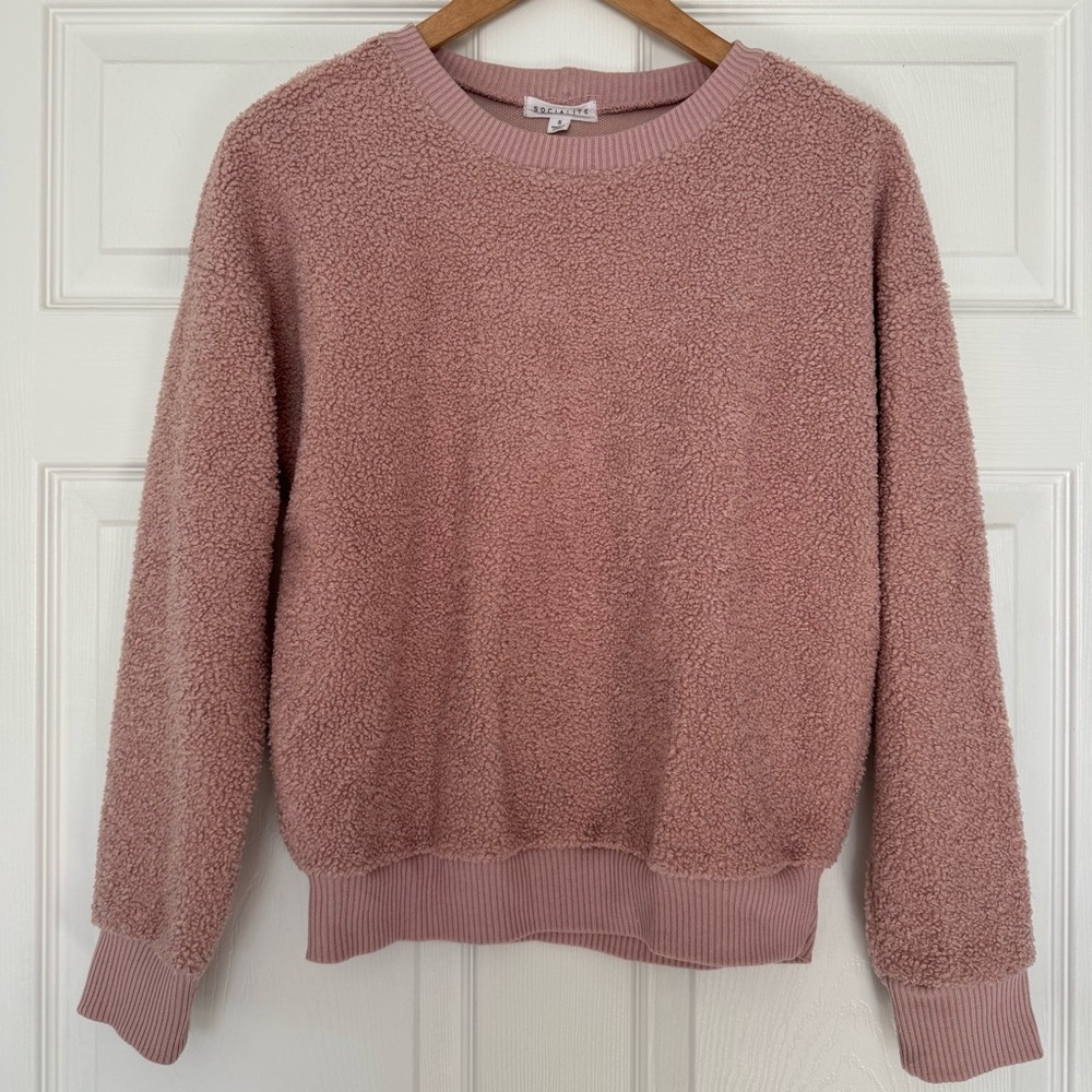 Socialite Crew Neck Sherpa Sweatshirt Mauve
